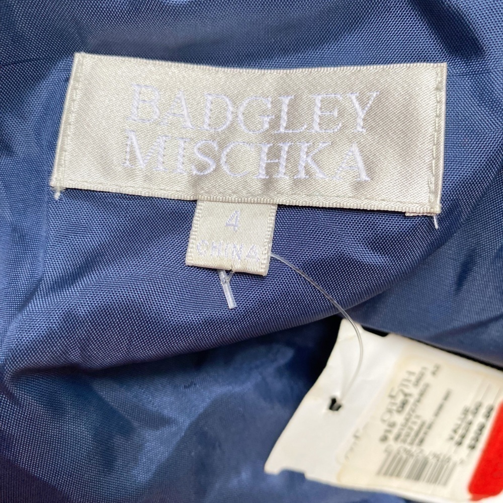 Badgley Mischka Blue Embroidered Top Fit and Flare Formal Evening Dress NWT - Picture 7 of 16